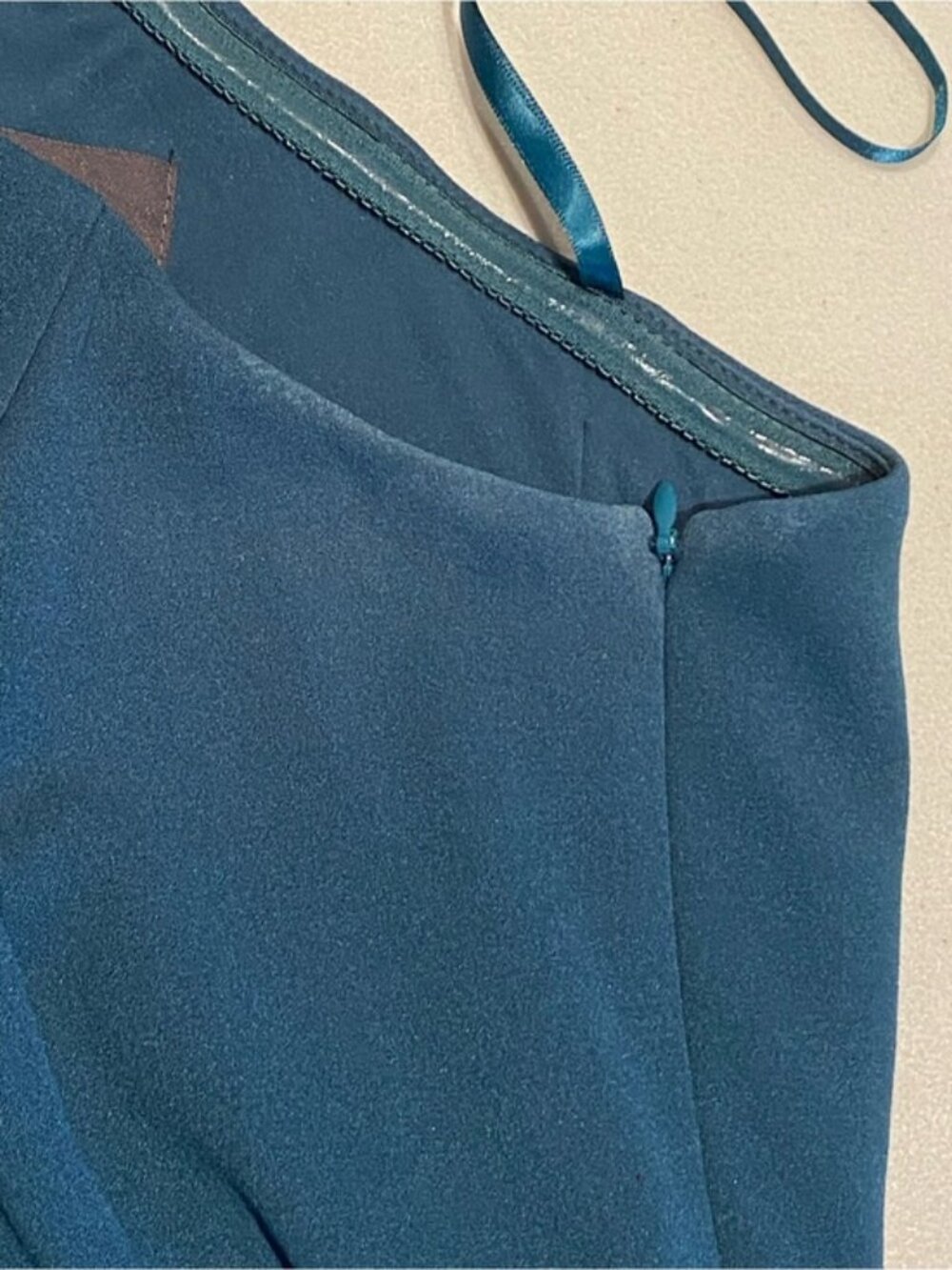 Adrianna Papell Teal One Shoulder Crepe Chiffon Gown (size 6) - Picture 10 of 14
